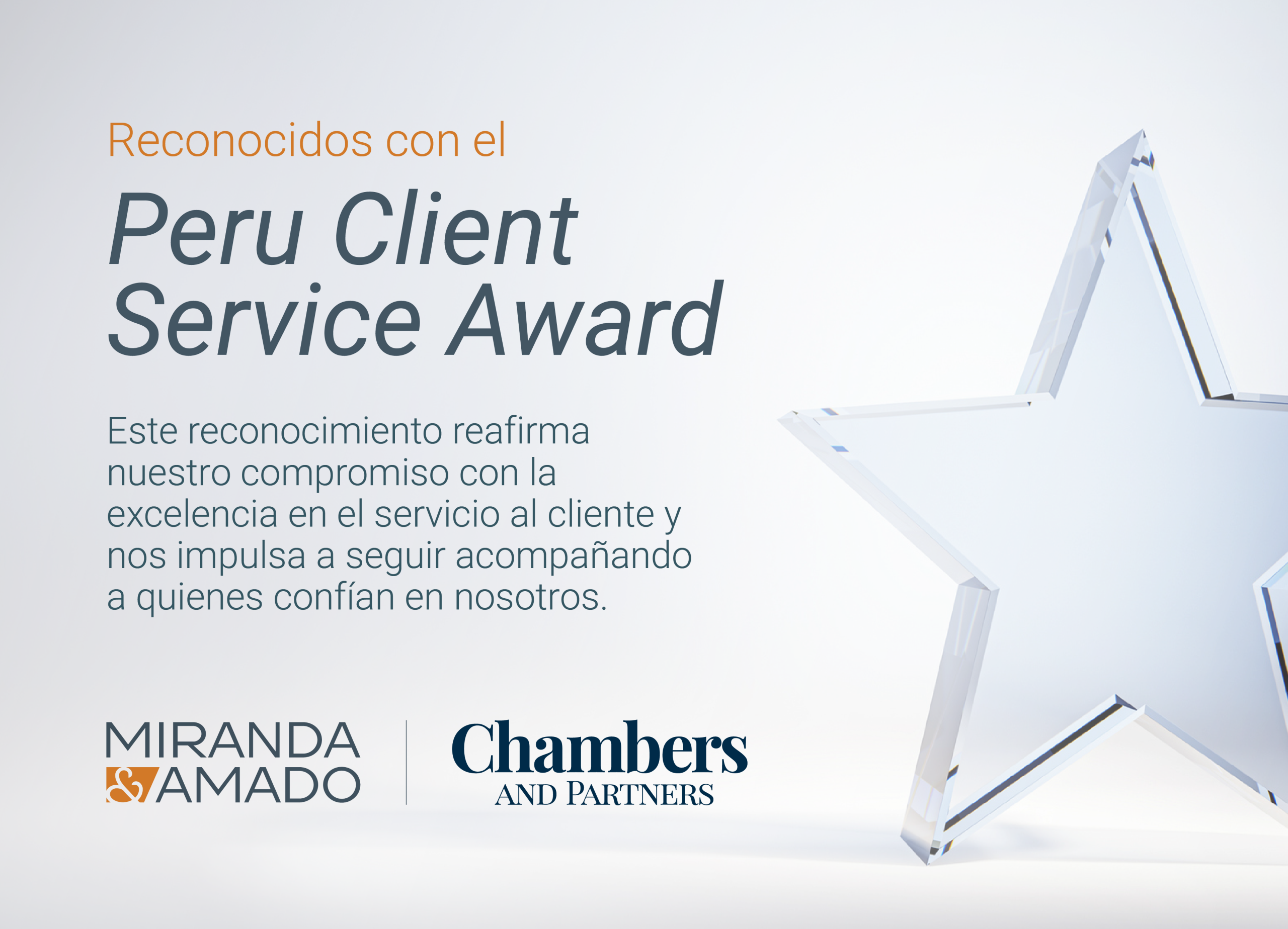 Miranda & Amado receives the Peru Client Service Award at the Chambers Latin America Awards 2026